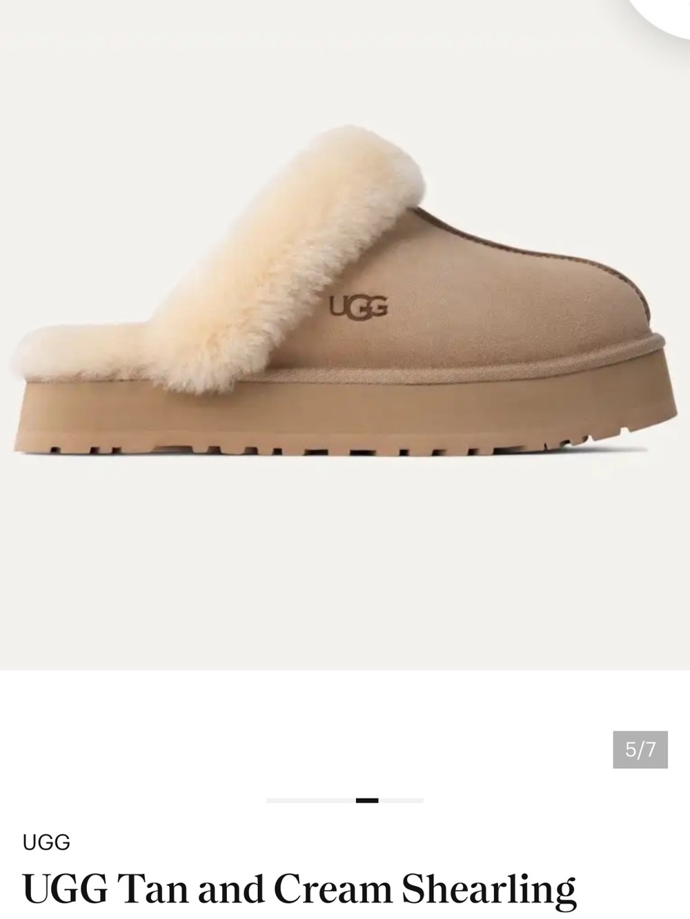UGG Tan Suede Clog with Cream Shearling Trim